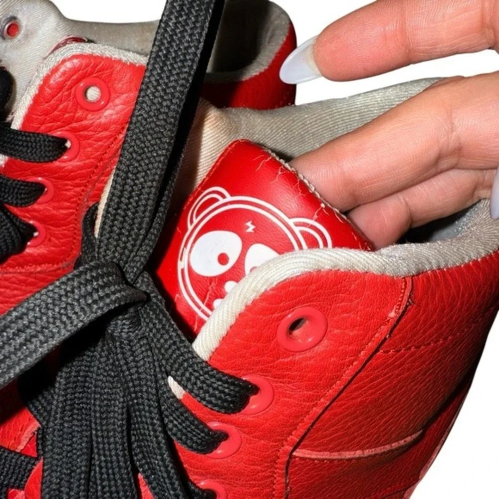 PONY‎ Red Leather Mid Top Sneakers MENS 13 Pre-Owned Shaun Neff Signature Shoes